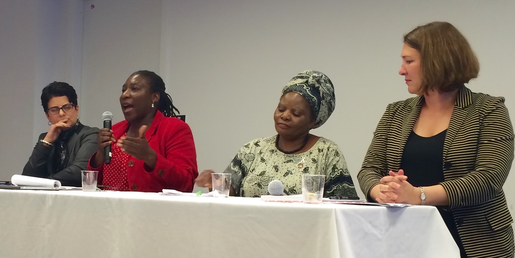 Panelists: Intel Corp.'s Jennifer Esposito, USNC's Dr. Obasanjo, White Ribbon Alliance's Caroline Maposhere, & MSH Senior Director Dr. Jill Keesbury